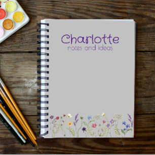 Boho Country Floral daisy watercolor grey Notepad Notebook