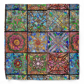 Boho Country Stained Glass Mandala Bandana