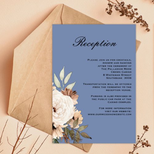 Boho Country Wedding Dusty Blue Reception Enclosure Card