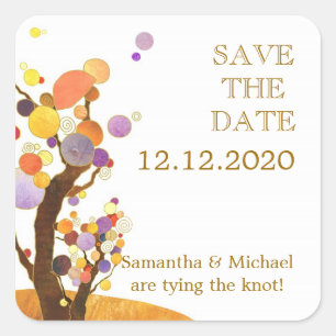 Boho Country Wedding Save the Date Square Sticker