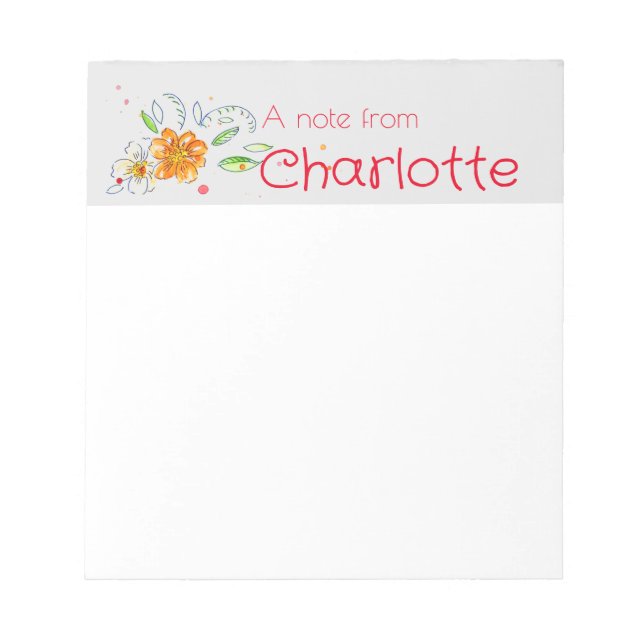 Boho Country wildflower watercolor grey Notepad (Front)