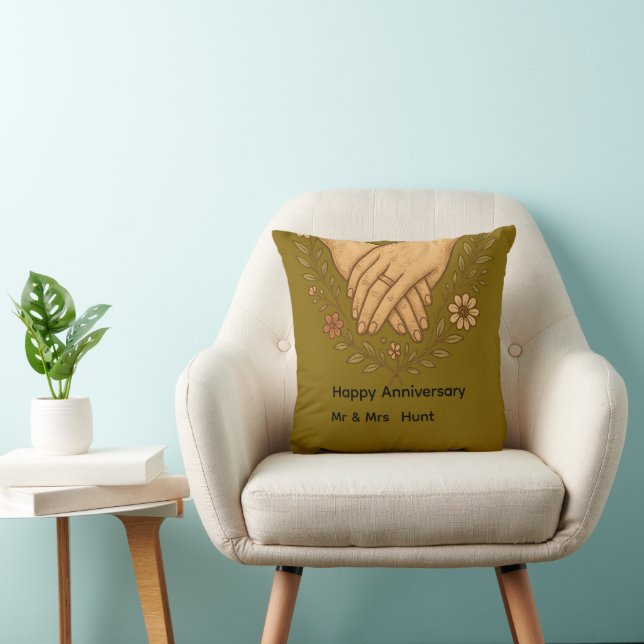 Boho Couple Anniversary Gift Throw Pillow (Chair)