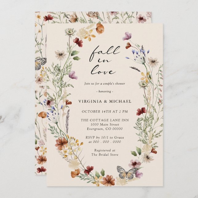  Boho Couple's Shower Invitation (Front/Back)
