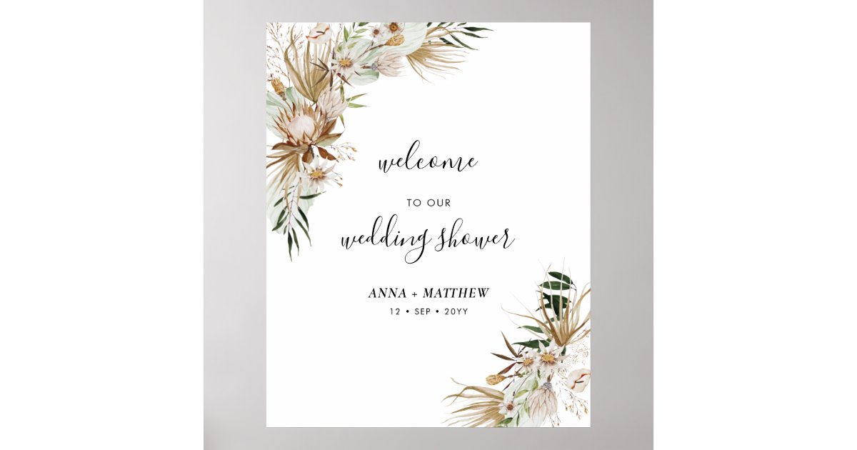 Boho Couples Wedding Shower Welcome Poster | Zazzle