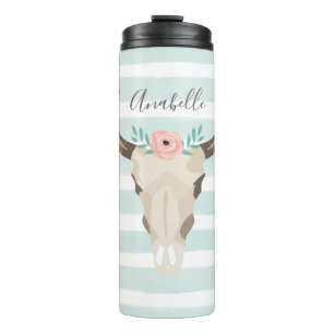 Boho Cow Skull Thermal Tumbler