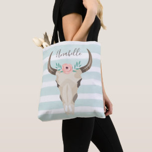 Boho Cow Skull Tote Bag