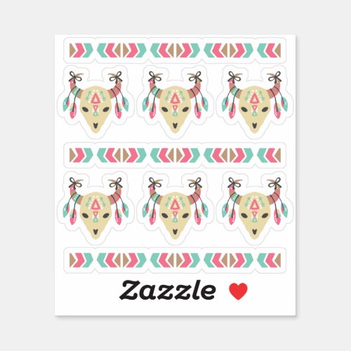 Boho Cow Skull With Bows Cute Girly Planner Sheet Sticker