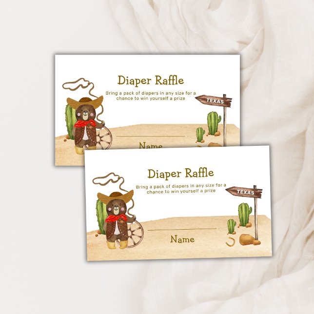 Boho Cowboy Bear Rodeo Diaper Raffle Baby Shower  Enclosure Card (Boho Cowboy Bear Rodeo Diaper Raffle Baby Shower Enclosure Card)