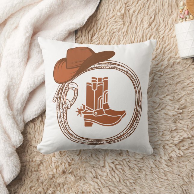 Boho Cowboy Boots Western  Throw Pillow (Blanket)