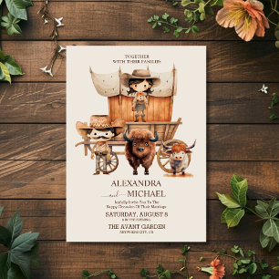 Boho Cowboy Boots Western Wedding Invitation