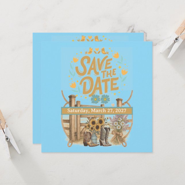 Boho Cowboy Save the Date (Front/Back In Situ)