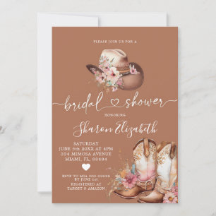Boho Cowgirl Boots Bridal Shower Invitation