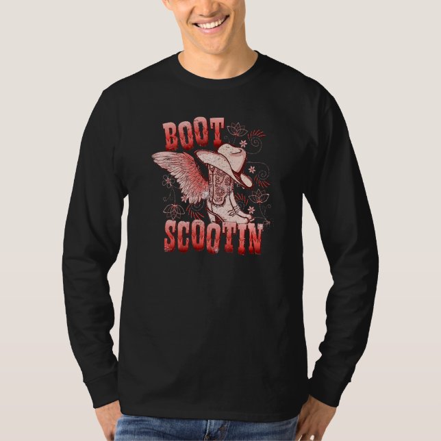 Boho Cowgirl Boots Hat Boot Scooting Western Count T-Shirt (Front)