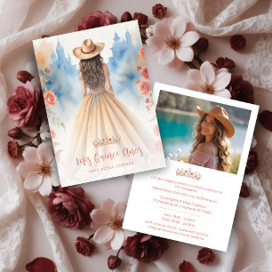 Boho Cowgirl Charming Quinceañera with Hat Invitation