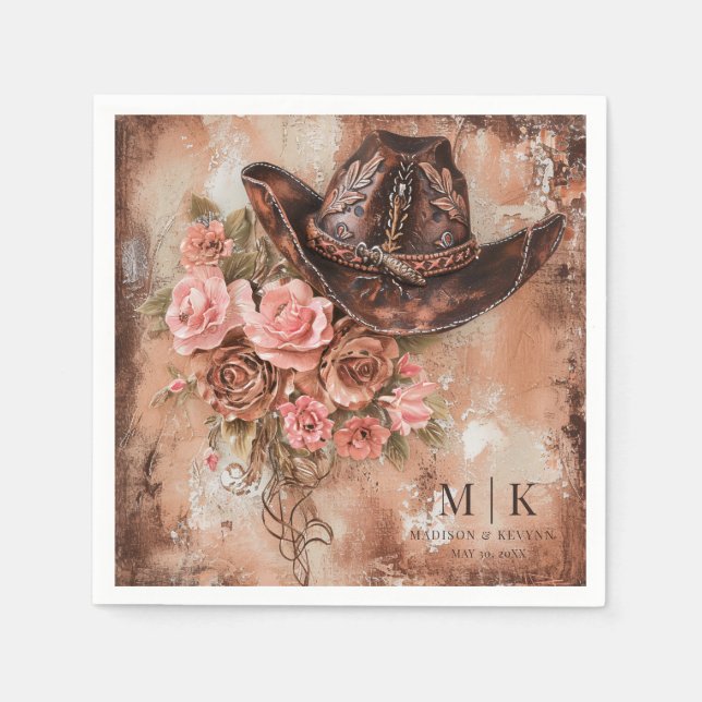 Boho Cowgirl Western Florals  Wedding Napkins (Front)