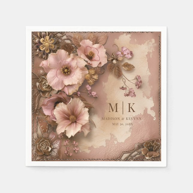 Boho Cowgirl Western Florals  Wedding Napkins (Front)
