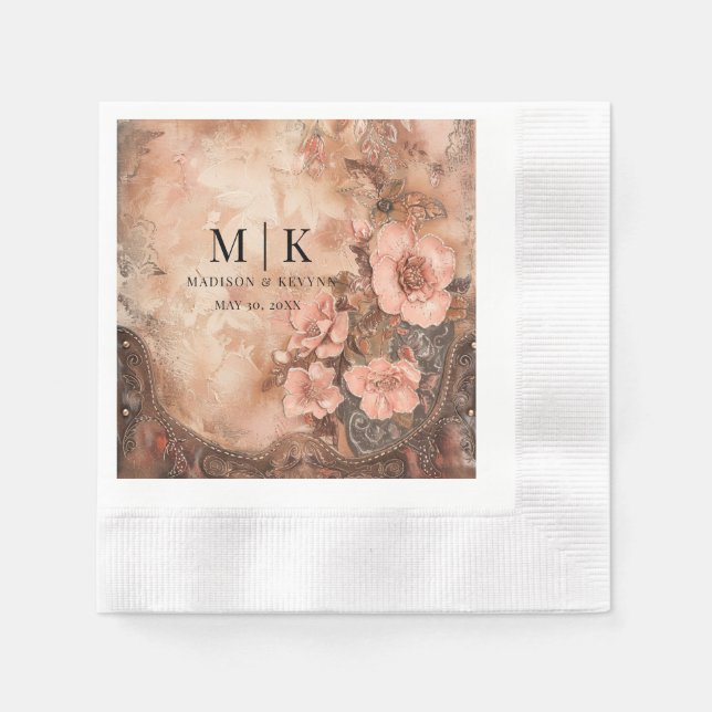 Boho Cowgirl Western Florals  Wedding  Napkins (Front)