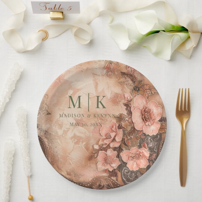 Boho Cowgirl Western Florals  Wedding  Paper Plates (Wedding)
