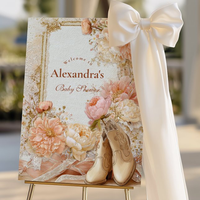 Boho Cowgirl Western Theme Baby Shower Foam Board (Creator Uploaded)