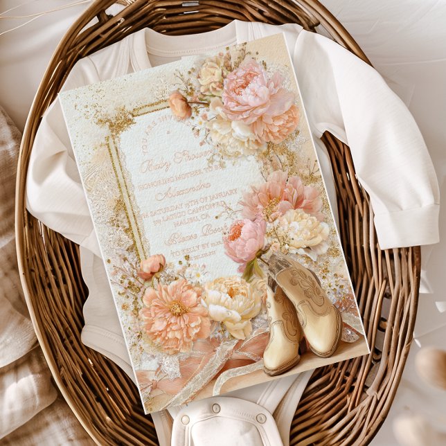 Boho Cowgirl Western Theme Baby Shower Foil Invitation (Creator Uploaded)