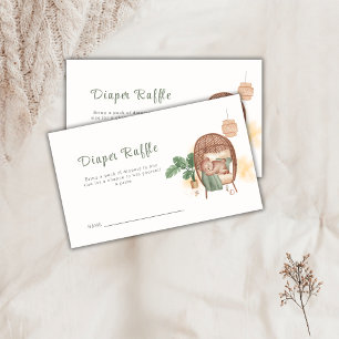 Boho Cozy Bear Sleep Diaper Raffle Baby Shower Enclosure Card