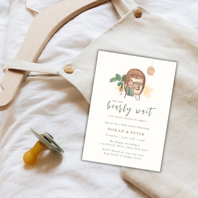 Boho Cozy Teddy Bear Sleep Baby Shower Invitation (Boho Cozy Teddy Bear Sleep Baby Shower Invitation)