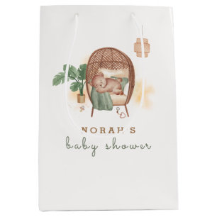 Boho Cozy Teddy Bear Sleep Baby Shower Medium Gift Bag