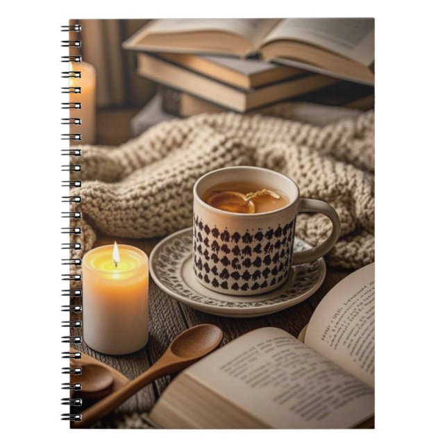 Boho Cozy Warm Candle lights  Notebook (Front)