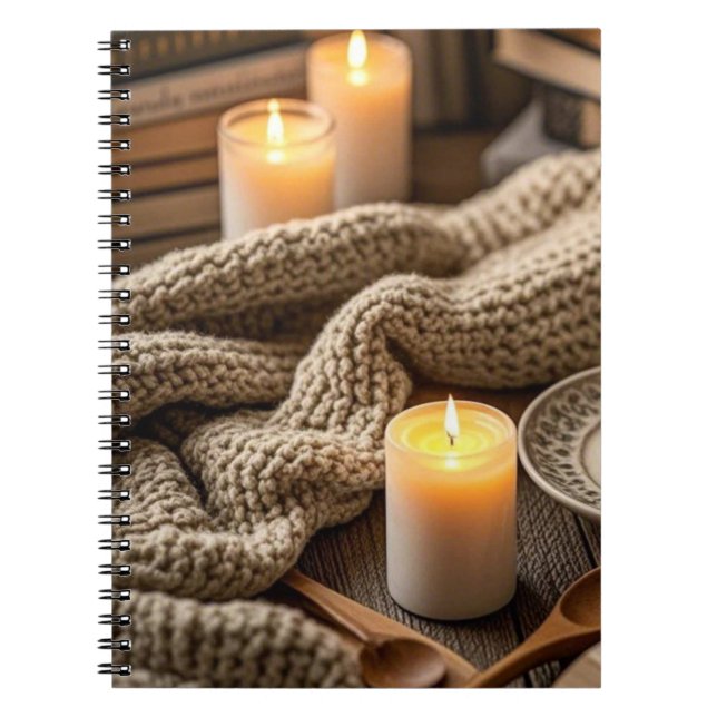Boho Cozy Warm Candle lights  Notebook (Front)