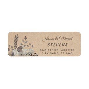 Boho craft  watercolor vintage floral bouquet label