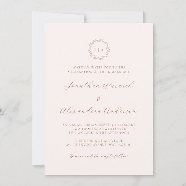 Boho Cream and Terracotta Fall Wedding Invitation (Front)