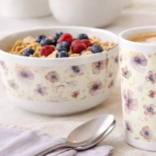 Boho Cream Blush Watercolor Wildflower Bowl