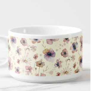 Boho Cream Blush Watercolor Wildflower Bowl