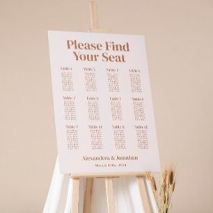 Boho Cream Burnt Orange Wedding Seating Chart Foam Board