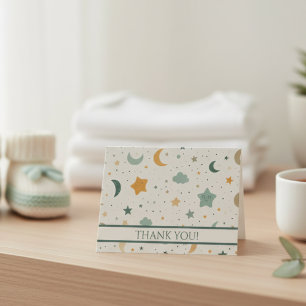 Boho Cream Moons and Stars Adoption Baby Shower Thank You Card