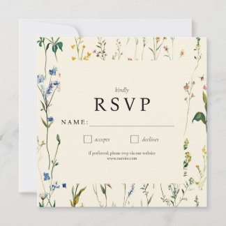 Boho Cream Wildflower RSVP Card