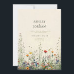Boho Cream Wildflower Wedding Invitation<br><div class="desc">This elegant wedding invitation features a delicate cream background adorned with an exquisite array of wildflowers. Soft hues of blush pink,  gentle lavender,  and muted greens create a whimsical and romantic ambiance. The wildflowers are artistically arranged around the edges,  framing the text with a natural and charming touch.</div>