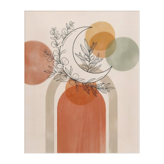 Boho Crescent Moon and Olive Branch Acrylic Print