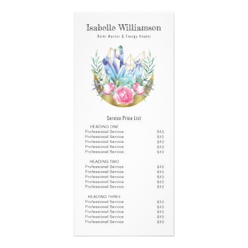 Boho Crescent Moon Crystal s Pink Roses Price List Rack Card
