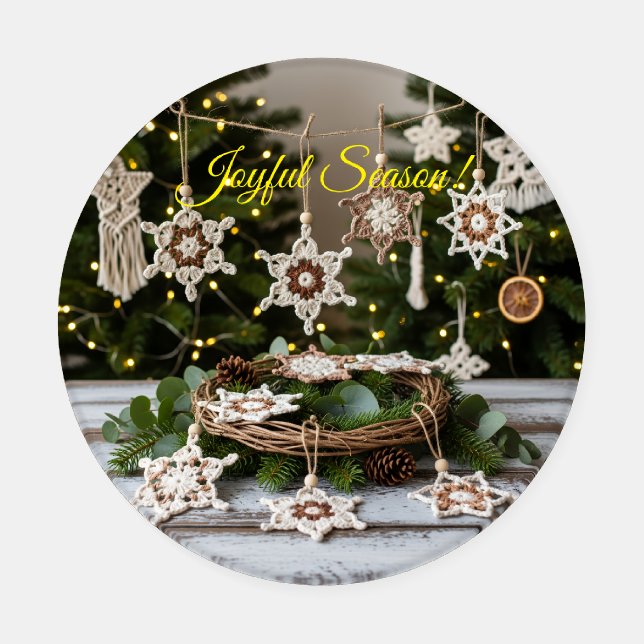 Boho Crochet Snowflake Christmas Coasters  (Single)