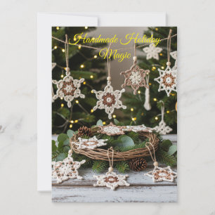 Boho Crochet Snowflake Christmas Ornaments Invitation
