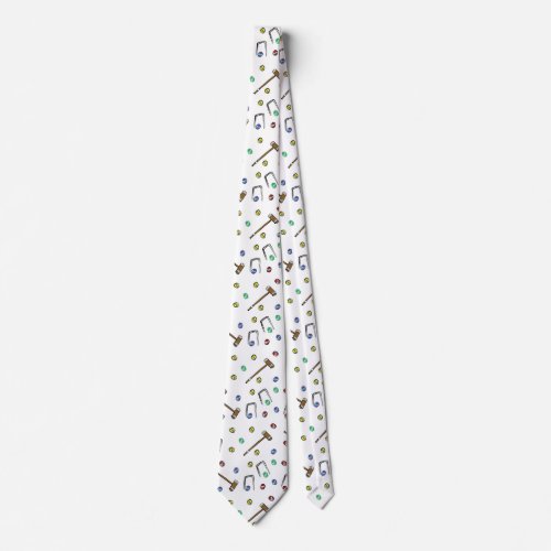 Boho Croquet Pattern Hand_Drawn Whimsical Vintage Neck Tie