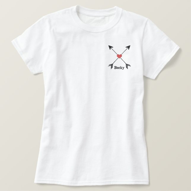 Boho Cross Arrows and heart  Personalized Embroidered Shirt (Design Front)