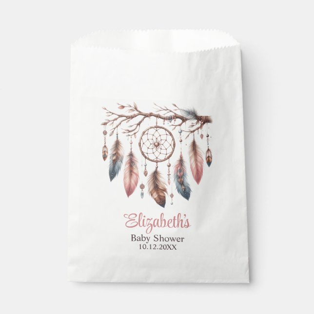Boho Custom Name Dreamcather Baby Shower Favor Bag (Front)