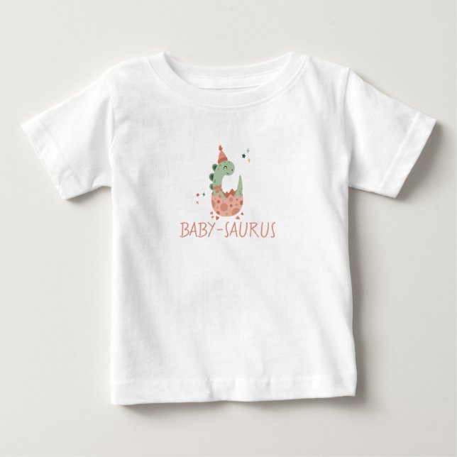 BOHO Custom Name Green Dino Baby Matching Family T-Shirt (Front)
