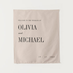 Boho Custom Wedding Welcome Beige Tapestry