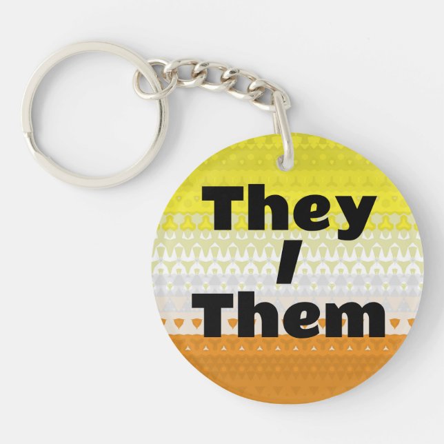 Boho Customizable Pronoun Maverique Pride Flag Keychain (Front)