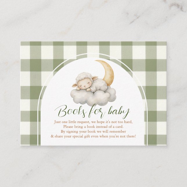 Boho Cute A little lamb baby shower Books for Baby Enclosure Card (Front)