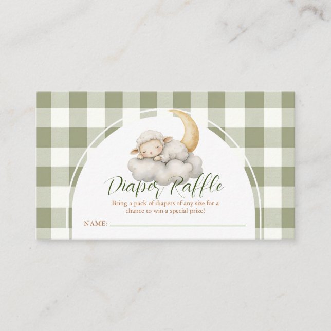 Boho Cute A little lamb baby shower Diaper Raffle Enclosure Card (Front)