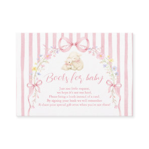 Boho Cute A little lamb Pink Bow Books for Baby Enclosure Card